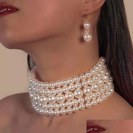 Chokers Pearl Necklace Pendant Mti Layer Torques African Sets Dubai Wedding Bridal Jewellery Luxury Women Fashion Collar Drop Delivery Dhkiy