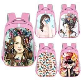 Backpack Style Lovely Cartoon Girl And Beautiful Butterfly Women Causal Rucksack Children School Bags For Teenager Girls Book Bag Gift