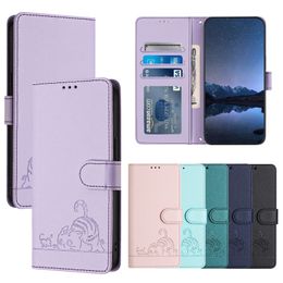 Cat PU Leather Wallet Cases For Xiaomi 14 Ultra Pro 5G 13 Lite Moto Edge 50 Pro G Stylus 5g Play G34 G04 G Power Cute Lovely ID Photo Frame Card Slot Flip Cover Pouch Strap