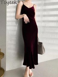 Casual Dresses High-end Silk Velvet Sleeveless Dress Women Mulberry Korean Deep V-neck Sexy Maxi For Zm