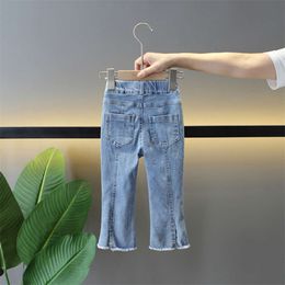 2-6Y Fashion Children's Spring Autumn Girls Denim Flared Pants Comfortable Elastic Waist Toddler Baby Trousers Girl Jeans