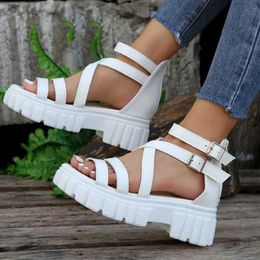 Dress Shoes Fashion Chunky High Heels Roman Sandals for Women 2024 Summer Strap Plarform Sandals Woman Strap Thick Heeled Party Shoes H240521