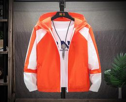 Summer Jacket Men Ultrathin Suntanproof Outerwear Contrast Color Hooded Sunprotection Outdoor Tour Windbreaker Coats Male4302667