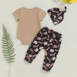 Clothing Sets Born Baby Boy Farm Outfits Letter Print Romper Pants Hat 3PCS Cute Infant S Clothes Set