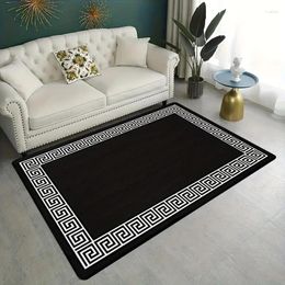 Carpets 1pc Modern Black Living Room Carpet Comfortable Machine Washable Flannel Floor Mat Home Indoor And Outdoor Area