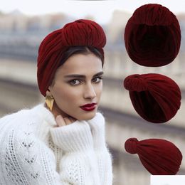Beanie/Skull Caps Ohemian Fashion Womens Hat Knot Headwear Lady Beanies Turban Hats Accessories 8 Colours Drop Delivery Hats, Dhgarden Dhbty
