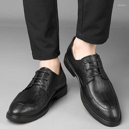 Casual Shoes Lace-Up Genuine Leather Men's All-match For Men Business 2024 Arrival Oxfords