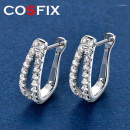 Stud Earrings COSFIX Women's Moissanite Hoop With GRA D Color VVS1 2024 Trend Silver 925 Real Jewerly