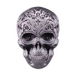 Cool Sugar Skull Cross Bones Brooch Metal Skeleton Badge Day of The Dead Gothic accessories