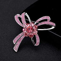 Trees Red Classic Crystal Bow Brooch in Box Fashion Broches for Women Graduation Gift Aka Sorority Jewellery Borches
