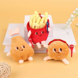 3PCS 1Pc Food Keychain Hamburger Hot Dog French Fries Doll Soft Stuffed Plush Pendant Kid Gifts Toys