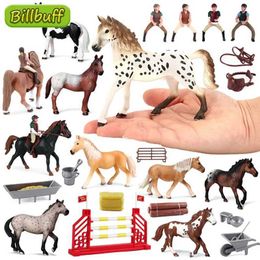 Novelty Games Latest Lifelike Farm The Fence Animal Horse Horseman Model Appaloosa Hannover Horse Action Figures Educational toys for Children Y240521