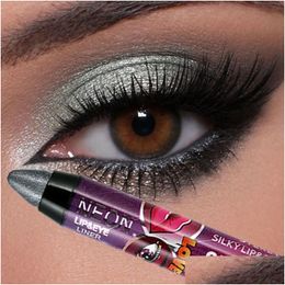 Eye Shadow 2 In 1 Glitter Eyeshadow Lipstick Pencil Stick Waterproof Pearl Silkworm Pen Long-Lasting Make Up Cosmetic Drop Delivery Dhnri