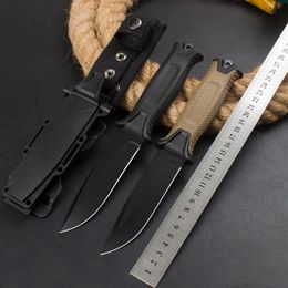 1Pcs New New Survival Straight Knife 12C27 Black Coated Drop Point Fine Edge Blade FRN Handle Outdoor Camping Hiking Fixed Blade Rescue Knives