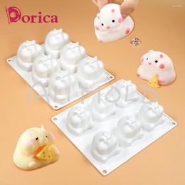 Baking Moulds Dorica 6 Holes Hamster Silicone Mousse Mold Handmade Soap Candle Model Chocolate Pudding Cake Decorating Tools Kitchen