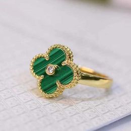 Lovers exclusive Vanly ring without deformation High Gold Four Leaf Ring Natural White Personality Lucky with Original logo box Vanly