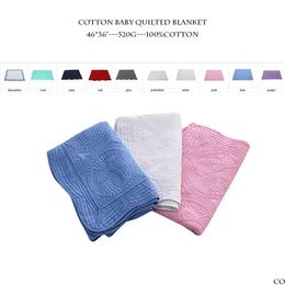 Blankets 30Colors Baby Blanket Cotton Embroidered Kids Quilt Monogrammable Air Conditioning Infant Shower Gift Wholesale Drop Delive Dhvxz