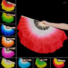 Decorative Figurines 1 Pcs Gradient Color Belly Dance Silk Fan Veils Imitation Kids Classical Oriental Props Dancing