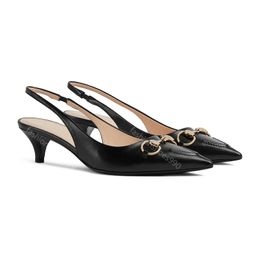 Nuovo Slingback di punta di punta con fibbia Horsebit Pompe scarpe piatti scarpe da stiletto sandali da donna 10,5 cm sandali alti tacco da donna Sandals di lusso di scarpe da design di lusso dimensioni 35-42 con scatola