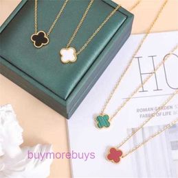 10a Vancflle Designer Light Luxury Niche High Edition Double-sided Lucky Grass Fourleaf Clover Clavicle Pendant 2024 18k Gold Plated Necklaces Necklace Flow DNYG