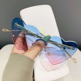 Óculos de sol luxuosos óculos de sol Designer para mulher Novo corte sem moldura Borda de areia Love Sunglasses Celebridade Internet Instagram Mesmo fotos de rua de rua 227