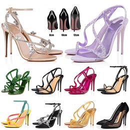 with box dust bag designer heels dress high heels shoes womens sandals Peep-toes Sexy Pointed Toe Red Sole Wedding Shoes 8cm 10cm 12cm luxury sandals