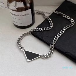 Triangle pendant necklace luxury necklaces designer for ladies elegant street jewlery beautiful silver plated pendants metals chain necklaces unisex