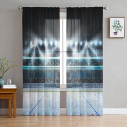 Curtain Ice Hockey Playing Field Sheer Curtains For Living Room Decoration Window Kitchen Tulle Voile Organza