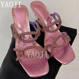 Slippers Summer Open Toe Crystal Decorative Women Sparkling Hollow Sandals Outdoor Shoes Transparent Spike Heels