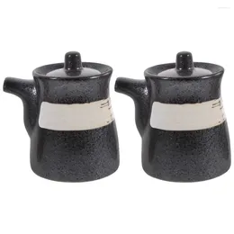 Storage Bottles 2 Pcs Soy Sauce Pot Ceramic Condiment Bottle Vinegar Dispensers Oil Ceramics Japanese Jar