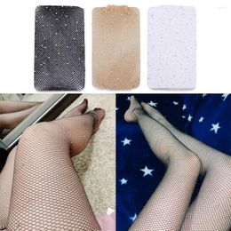 Women Socks Fishnet Glitter Tight Stockings Mesh Pantyhose Open Crotch