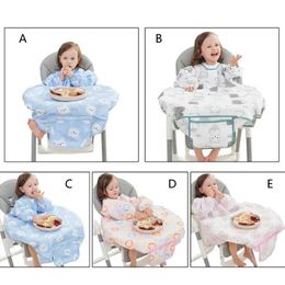 Dining Chairs Seats Baby long sleeved bib baby dining chair bib baby 6-36M self feeding food bib high chair table cover washable WX5.20