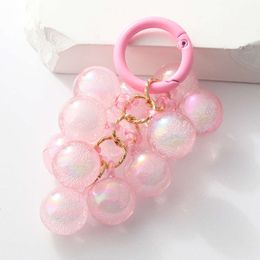 Pretty Acrylic Keychains Blue Pink Bunch Of Grapes Little Ball Key Rings For Women Men Friendship Gift Handmade Jewelry