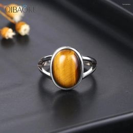 Cluster Rings Simple Natural 10 14mm Tiger Eye Ring 925 Sterling Silver Jewelry For Women Men Large Stone Vintage Gift