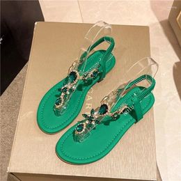 Casual Shoes Summer Flats Sandals Women Crystal Clip Toe Slippers Trend Ladies Beach Causal Slides Mujer Zapatos 2024