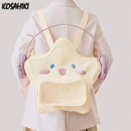 School Bags Cartoon Kawaii Cute Star Schoolbags Fashion All Match Transparent Simple Backpacks 2024 Y2k Aesthetic Casual Chic Women Ita