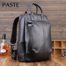 Backpack 2024 Genuine Leather Backpacks Black Dual-use Men Handbag Bagpack For Laptop Large Daily Work Business Male Mochilas