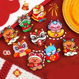 Brooches 10PCS 2024 Dragon Year Cartoon Cute Acrylic Brooch Corsage Bag Badge Pin Clothing Jewelry Accessories Chinese Gift