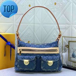 Denim Vintage Designer Shoulder Women Tote Bags Handbag Travel Carryall Old Flower Underarm Bag Print Purse Backpack Gold Hardware Pouch Favoritet B