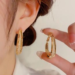 Hoop Earrings Korean Fashion 925 Silver Needle Woven Mesh Oval For Women Wedding Party Anniversary Gift Jewellery Gifts 2024