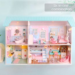 Hut 3D Wooden Doll Manual Assembling Kit Kids Birthday Gifts DIY Miniature House Room Box Toys for Children bb5b0