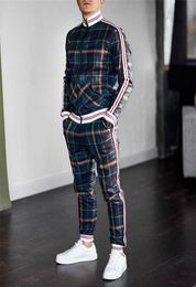 men039s tracksuit spring autumn fashion Plaid tracksuit casual two piece set men039s sports suit men039s clothing men set3511385