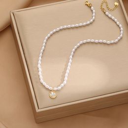 Fashionable Cute Smiling Face Natural Baroque Pearl Necklace Fashion Clavicle Chain