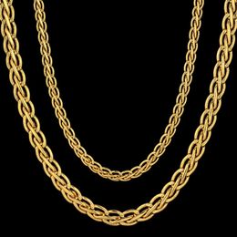 Vintage 45/55/66/76cm Long 14K Gold Necklace for Men Womens Golden Chain Wheat Link Male Chain Golden Necklaces