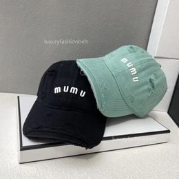 Ball Caps Miui Top Designer Hat Women Baseball Cap Men Summer Sun Retro Casquette Classic Tide Hole Jean Quality Female Bonnet