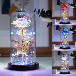 Table Lamps Romantic LED Rose Butterfly Lamp In Glass Dome - Perfect Home Decor And Gift For Weddings Birthdays Valentine's Day Mothe