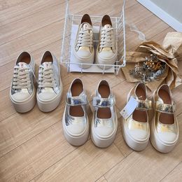 Elegant Mary Jane 5cm Platform Shoe Designer Casual Shoes For Women Solid Colours Silver Golden Shoe Sneakers Size 35-40