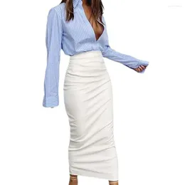 Skirts Women Faux Leather Midi Skirt High Waist Hip Wrapped Long Slim Skinny Streetwear