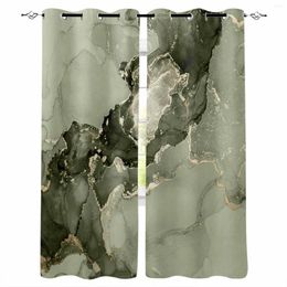 Curtain Marble Ink Chinese Style Green Curtains For Windows Drapes Modern Printing Living Room Bedroom