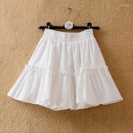 Skirts Short White Women's Skirt Summer Elastic Waist High Cake A-line Mini Harajuku Cute Kawaii Falda Woman Clothing